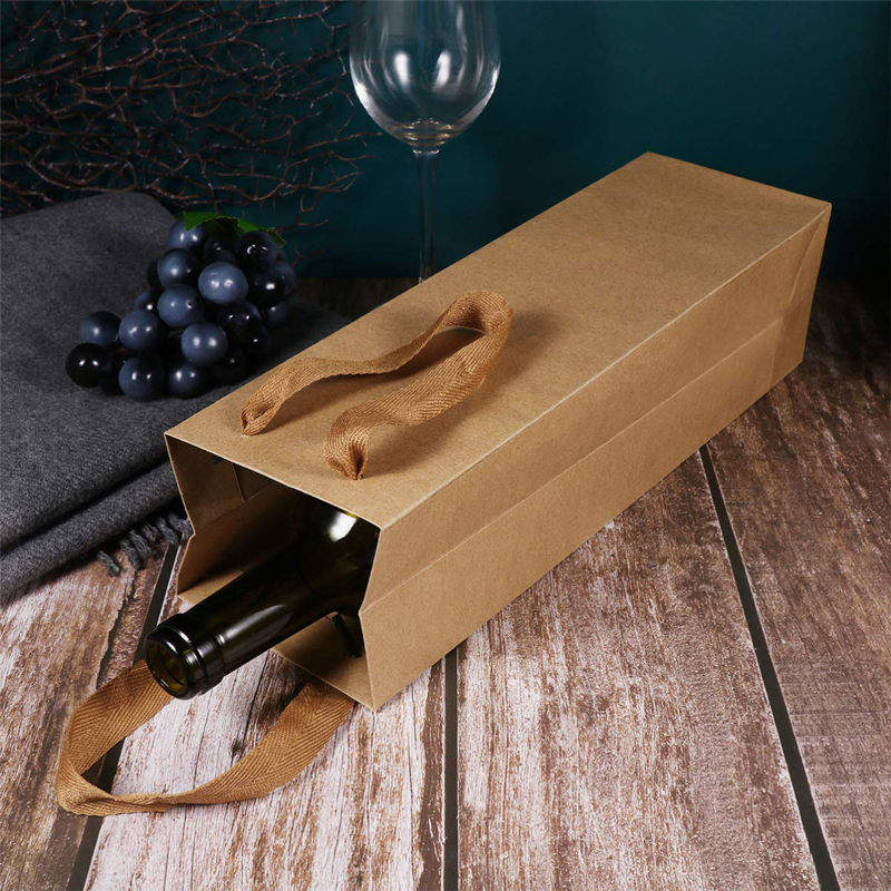 Paper Wine Bags Single Bottle 110x350mm Brown - 50/Pack - dimensions
